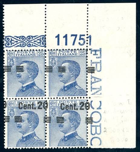 1925 - 20 su 25 cent., blocco di ... 