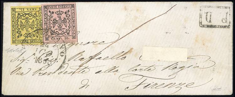 1858 - 15 cent. giallo, errore ... 