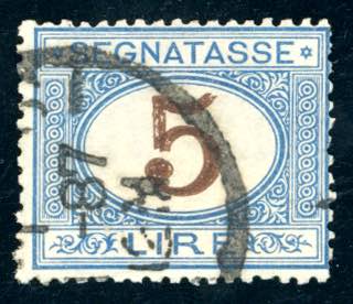 1874 - 5 lire azzurro e bruno, ... 