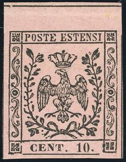 1854 - 10 cent. rosa, punto dopo ... 