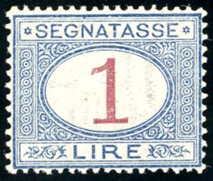 1890 - 1 lira azzurro e carminio ... 