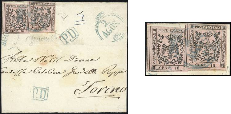 1858 - 10 cent. rosa vivo, punto ... 