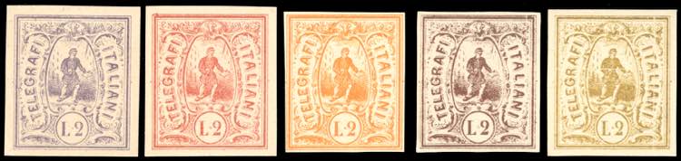 1864 - Telegrafi Italiani, cinque ... 