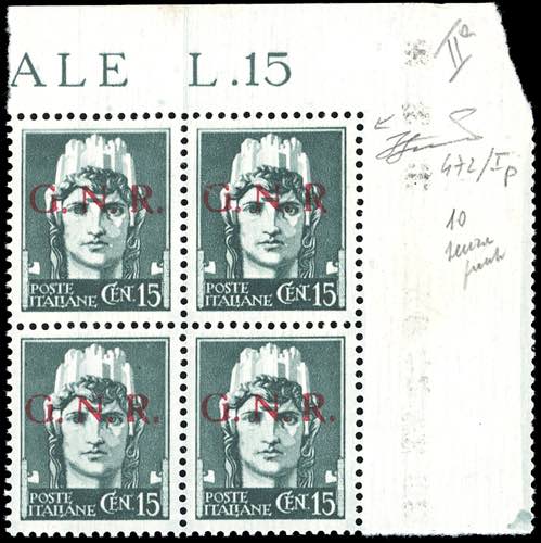 1943 - 15 cent. soprastampa G.N.R. ... 