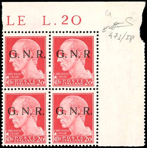 1943 - 20 cent. soprastampa G.N.R. ... 