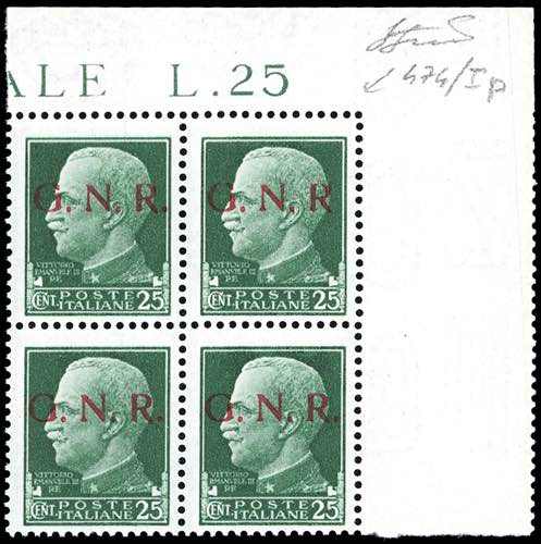 1943 - 25 cent. soprastampa G.N.R. ... 