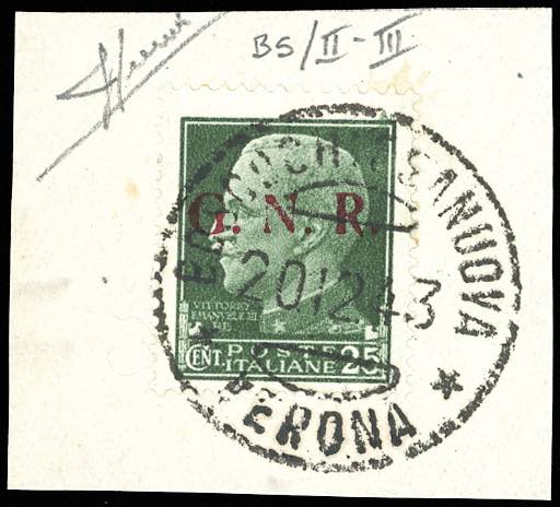 1943 - 25 cent. soprastampa G.N.R. ... 