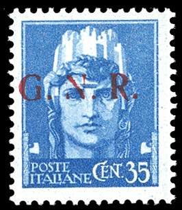 1943 - 35 cent. soprastampa G.N.R. ... 