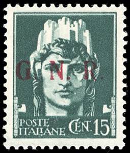 1943 - 15 cent. soprastampa G.N.R. ... 