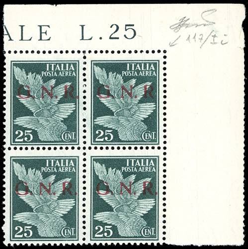 1943 - 25 cent. soprastampa G.N.R. ... 