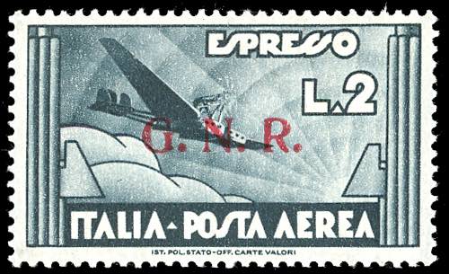 1943 - 2 lire ardesia soprastampa ... 