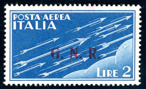 1943 - 2 lire azzurro, soprastampa ... 