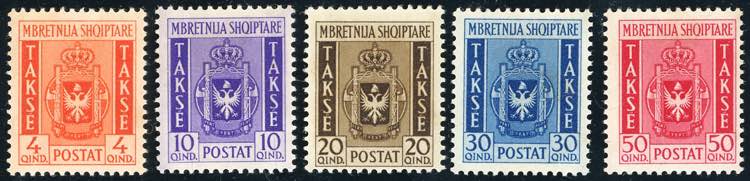 ALBANIA SEGNATASSE 1940 - Stemma, ... 