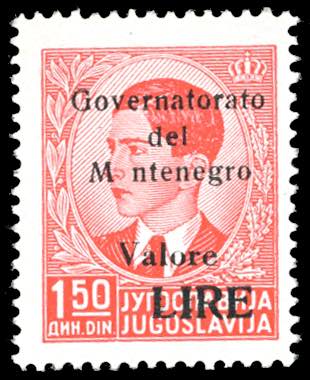 MONTENEGRO 1942 - 1,50, varietà ... 