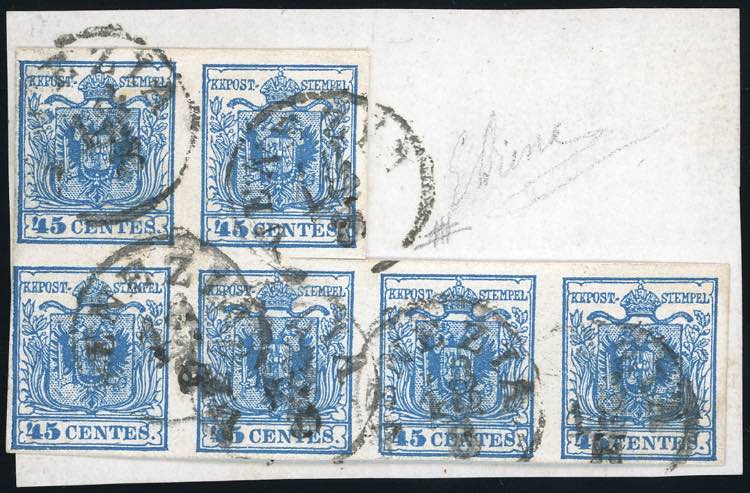 1856 - 45 cent. azzurro vivo, ... 