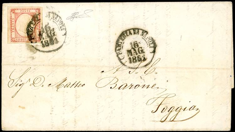 1861 - 5 grana rosso carminio ... 