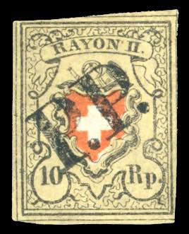 SVIZZERA 1850 - 10 r. Rayon II ... 