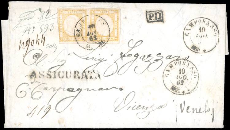 1862 - 20 grana giallo arancio ... 