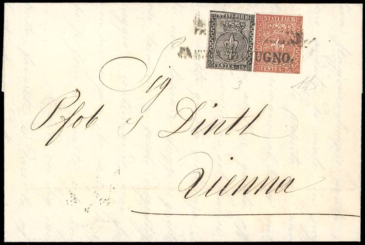 1856 - 15 cent. rosa, 25 cent. ... 