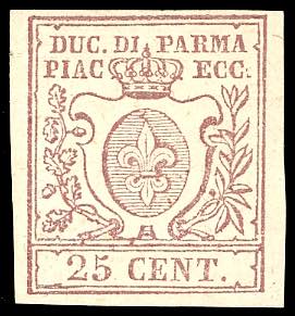 1857 - 25 cent. bruno lilla (10), ... 