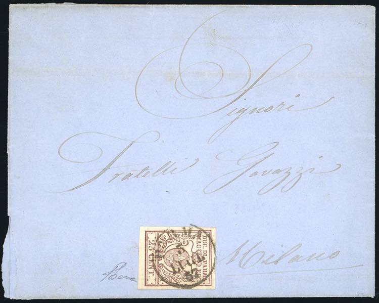 1857 - 25 cent. bruno lilla (10), ... 