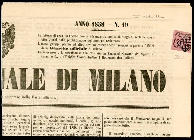 SEGNATASSE PER GIORNALI 1858 - 6 ... 