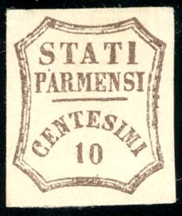 1859 - 10 cent. bruno (14), gomma ... 
