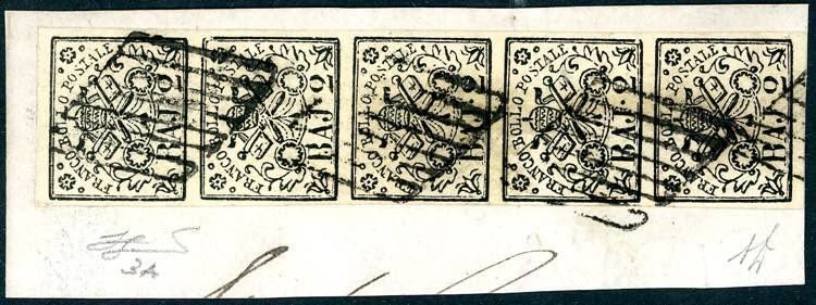 1867 - 2 baj bianco (3A), striscia ... 