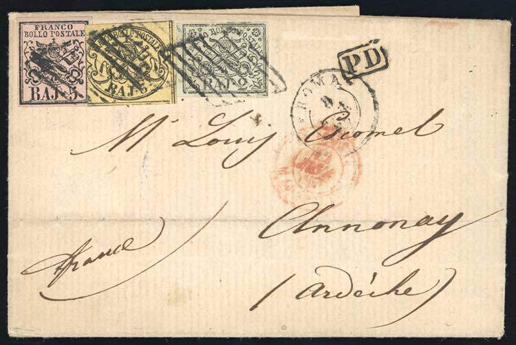 1867 - 3 baj giallo cromo, margine ... 