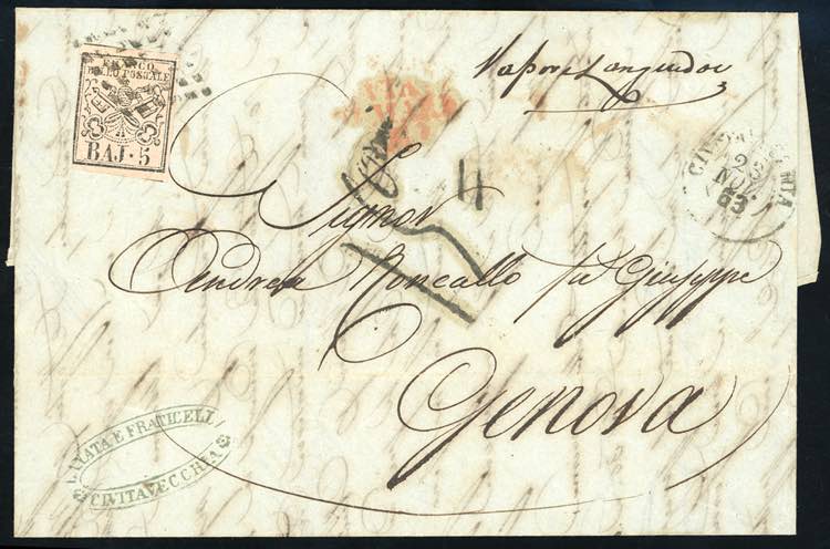 1853 - 5 baj rosa chiaro (6), ... 