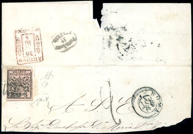 1863 - 5 baj rosa carminio (6A), ... 