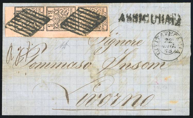 1865 - 5 baj rosa carminio (6A), ... 