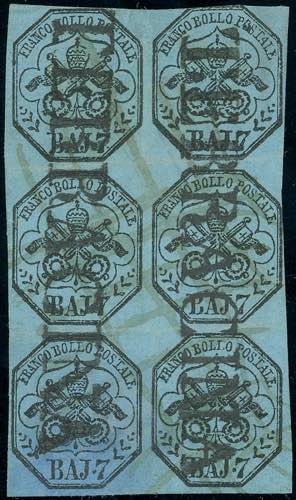 1852 - 7 baj azzurro (8), blocco ... 