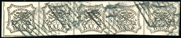 1852 - 8 baj bianco (9), striscia ... 