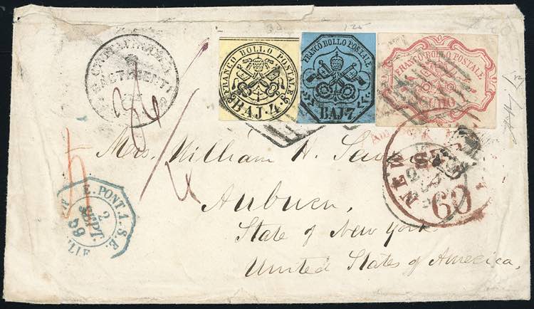 1859 - 1 scudo rosa chiaro, 4 baj ... 
