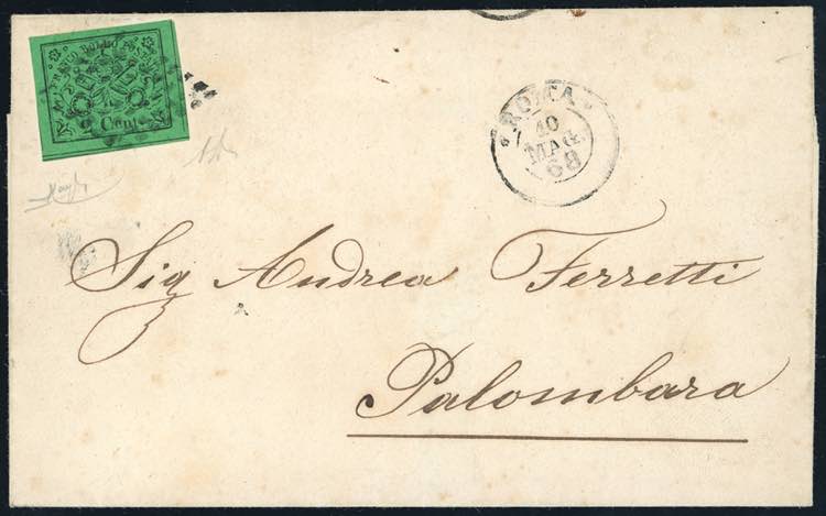 1868 - 2 cent. verde giallo (13), ... 