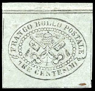 1867 - 3 cent. grigio (15), bordo ... 