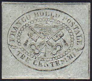 1867 - 3 cent. grigio (15), gomma ... 