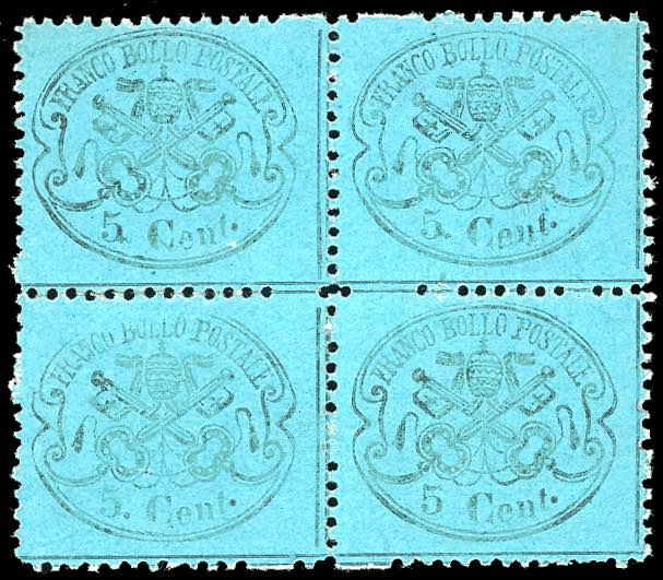 1868 - 5 cent. azzurro scuro, ... 