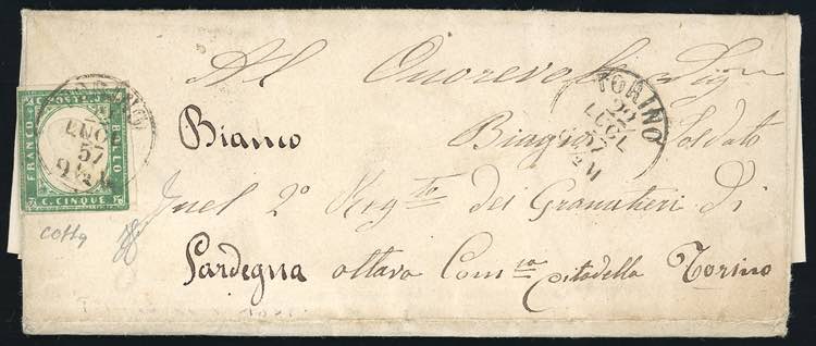 1857 - 5 cent. verde smeraldo ... 