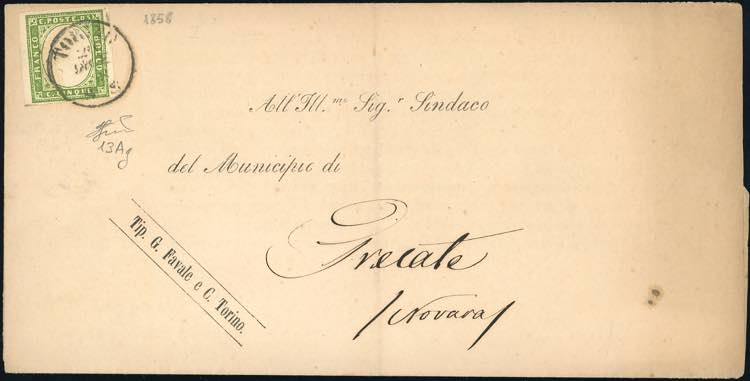 1858 - 5 cent. verde giallo ... 