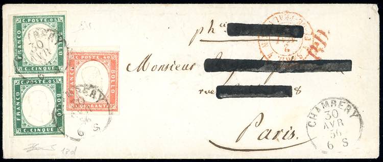1856 - 5 cent. verde smeraldo, due ... 