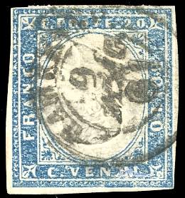 1860 - 20 cent. azzurro grigio, ... 