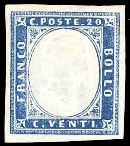 1861 - 20 cent. azzurro oltremare ... 