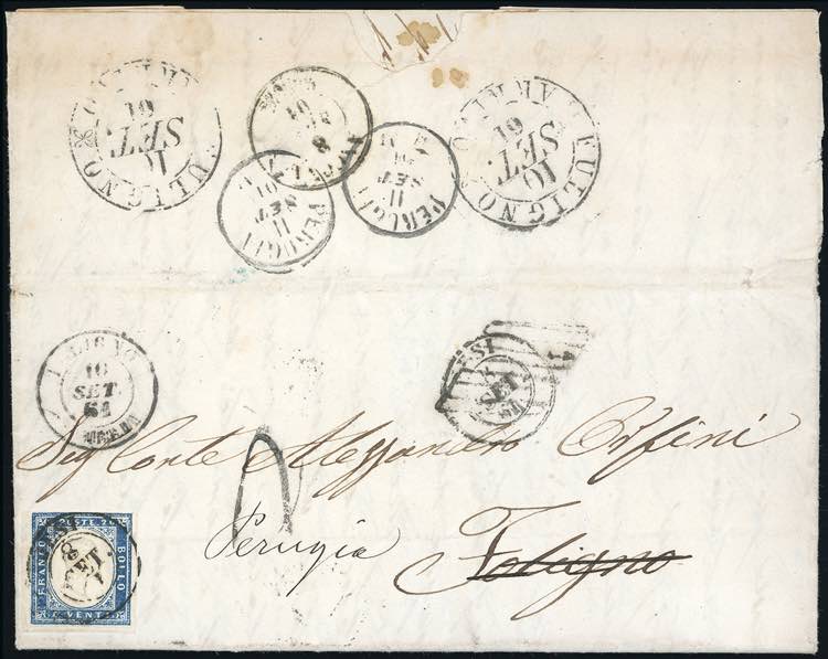 1861 - 20 cent. azzurro oltremare ... 