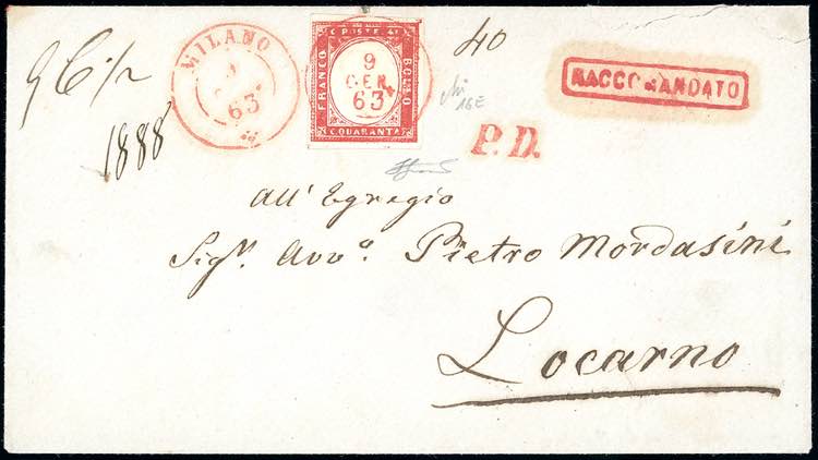 1863 - 40 cent. rosa carminio ... 