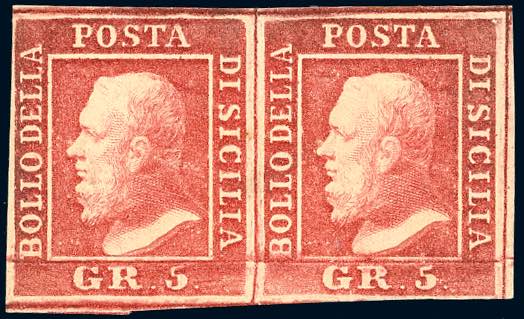 1859 - 5 grana rosa carminio, I ... 