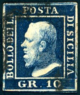 1859 - 10 grana indaco nero (12a) ... 