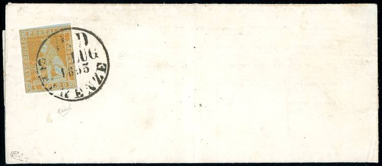 1853 - 1 soldo giallo oro su ... 