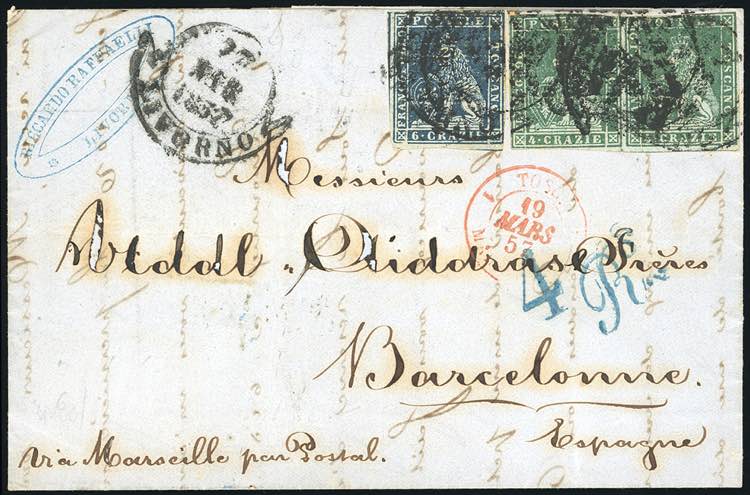 1857 - 4 crazie verde su grigio, ... 